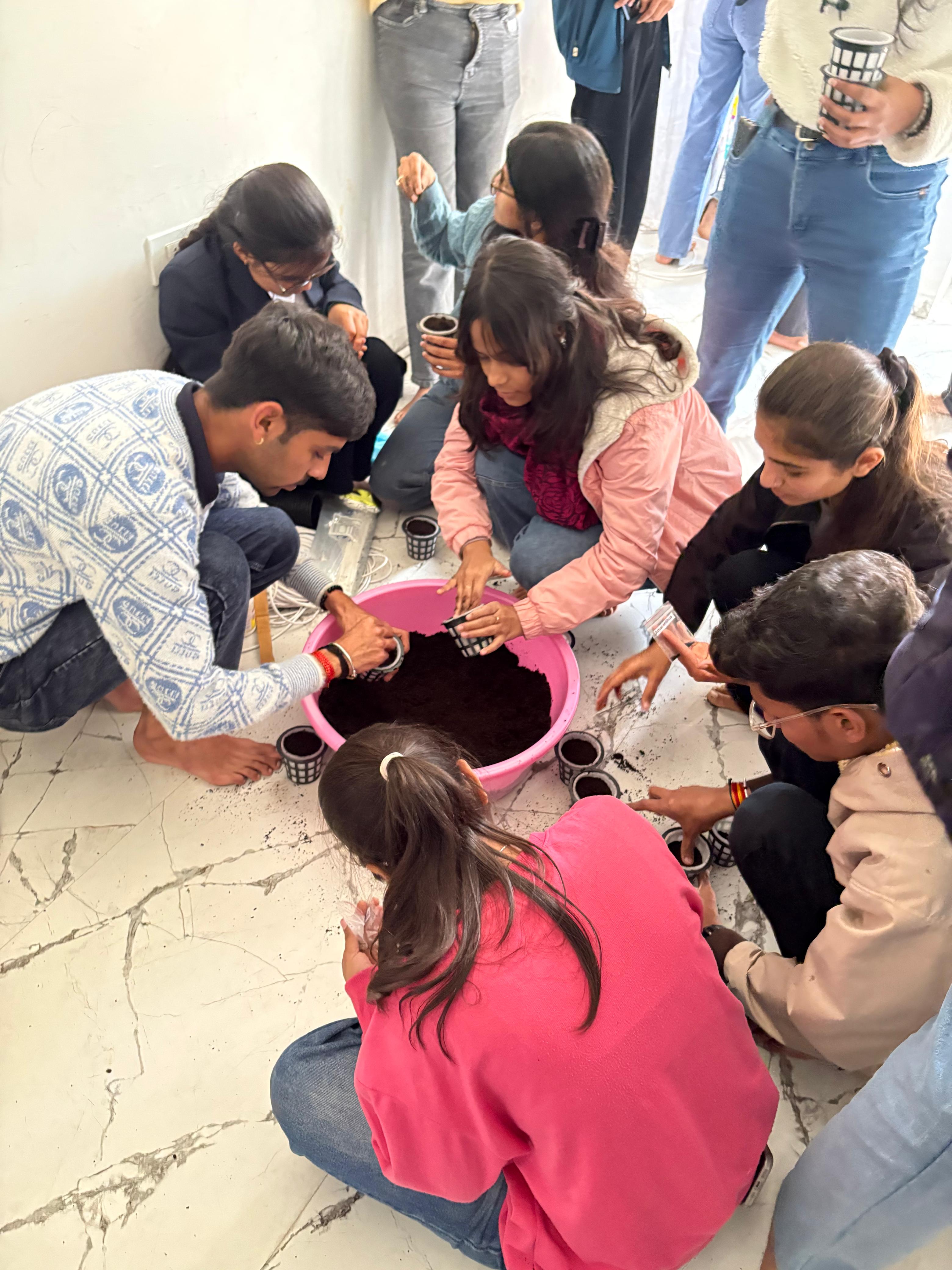 Instructor explaining seed anatomy in smart classroom